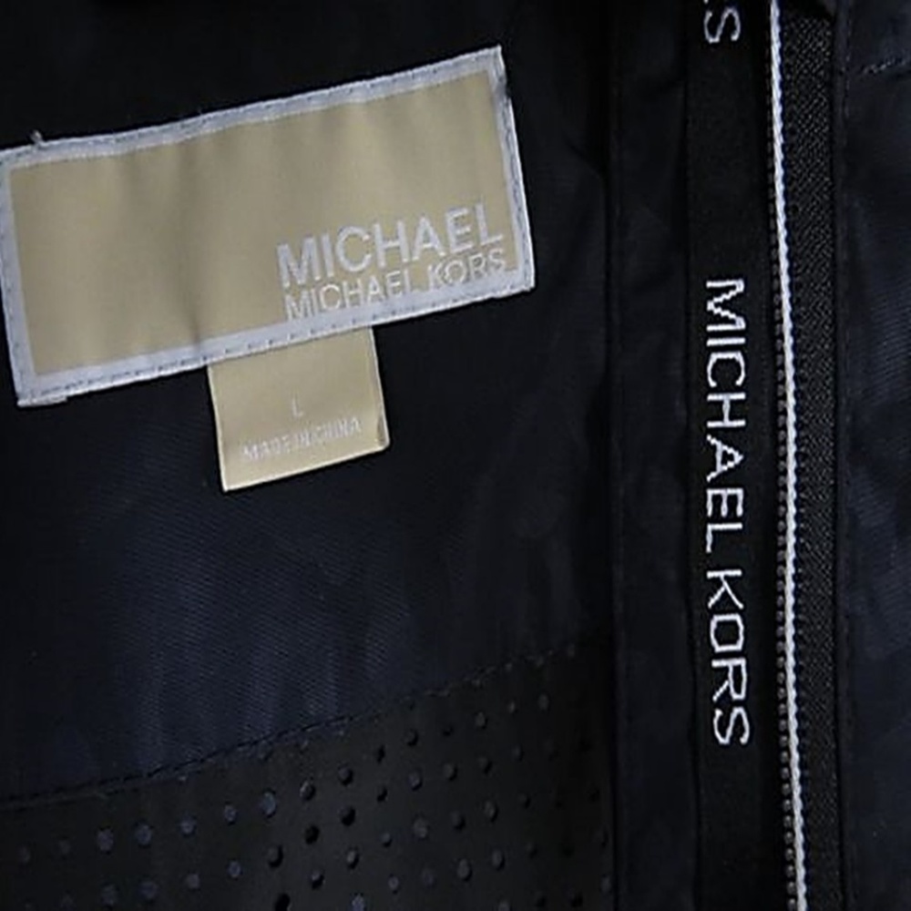 MICHAEL KORS ZIP FRONT NAVY HOODED RAIN JACKET - Picture 4 of 4